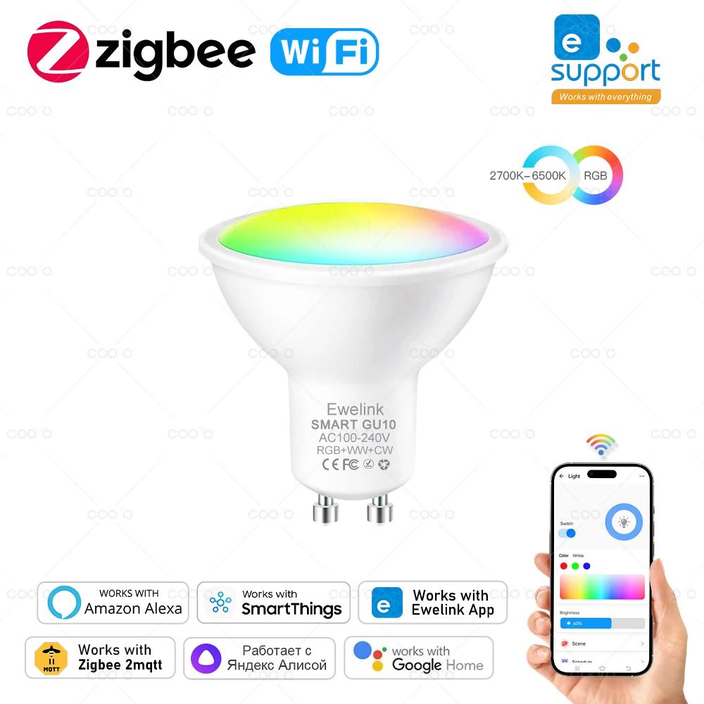 Zigbee LED   Ʈ ƮƮ , RGB + C + W  , Ewelink Alexa Google Yandex ȣȯ, GU10, 5W, 110V, 220V